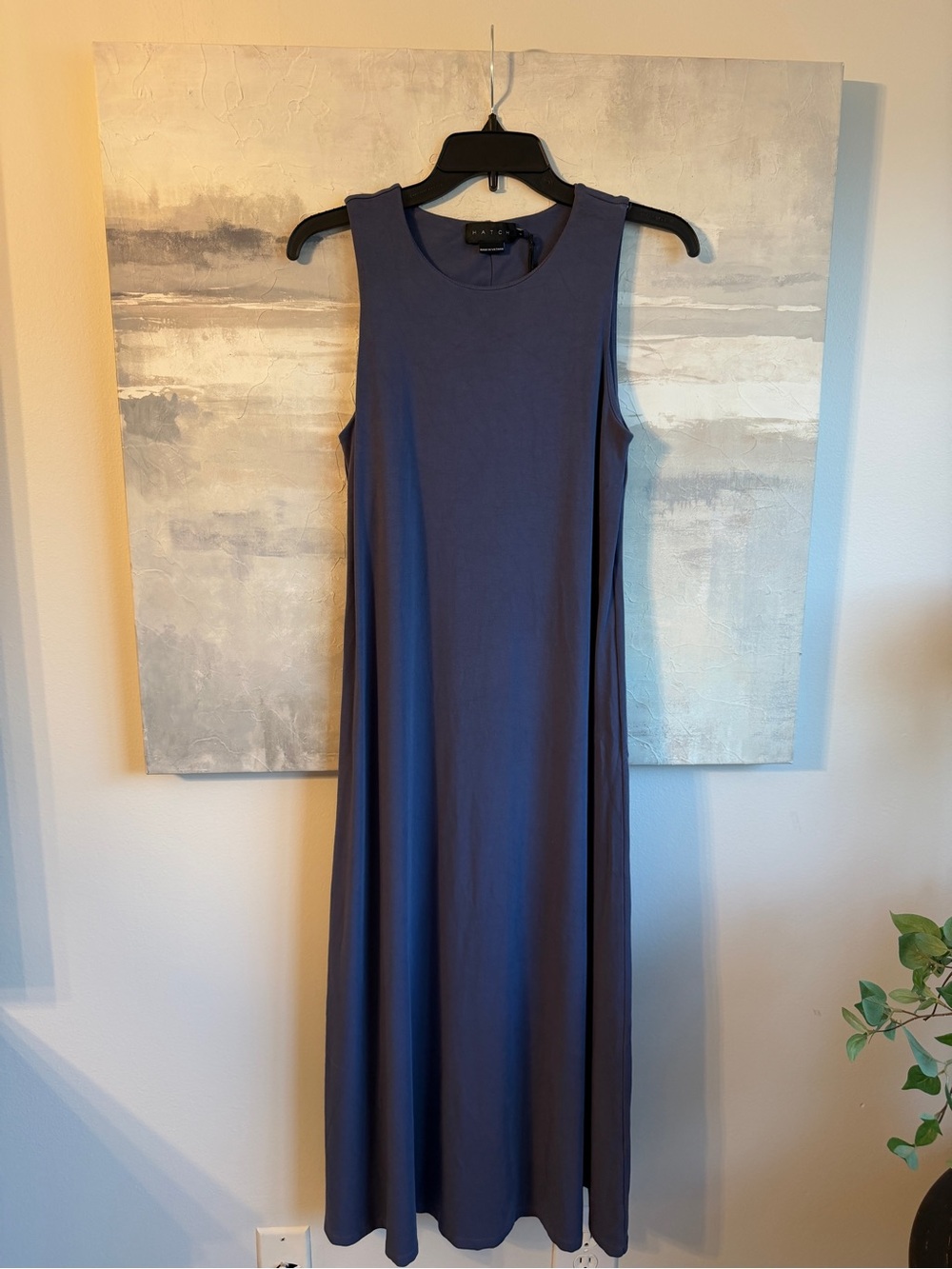 HATCH Sleeveless Maxi Dress Blue EcoVero Viscose Stretch Size 2 Medium Maternity